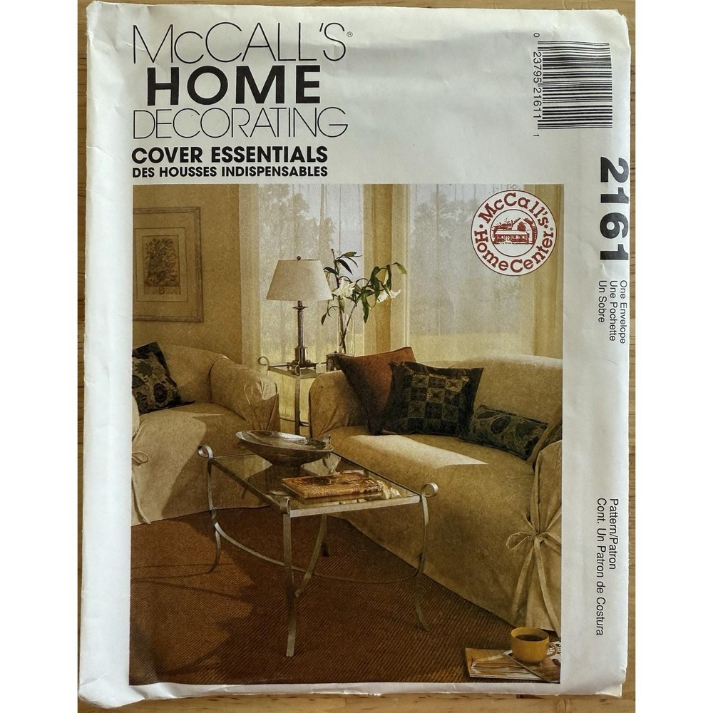 McCall's Home Decor Pattern 2161 Sofa Chair Pillows Slipcover Essentials UC FF